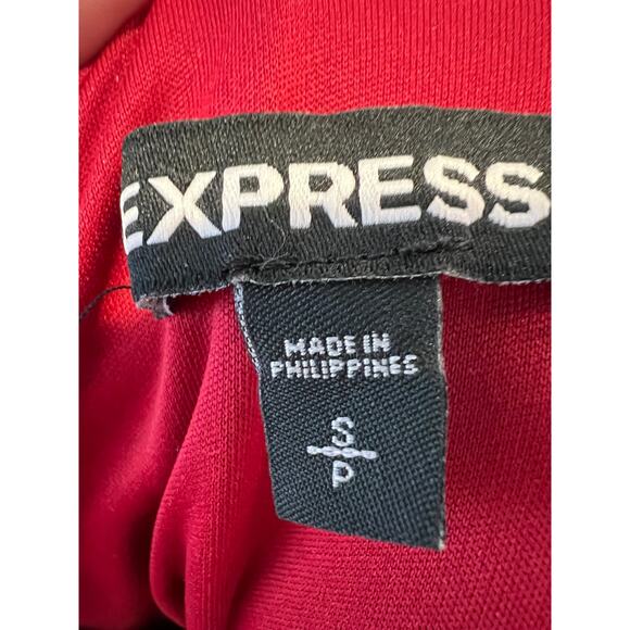 Express Velvet Red One Shoulder Mini Dress Ruffle V Neck size Small Whimsigoth - Picture 5 of 11